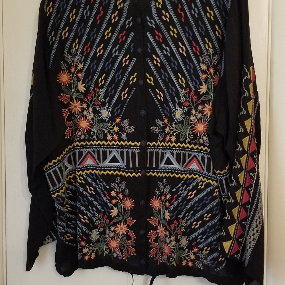 Johnny Was Black Sheer Blouse